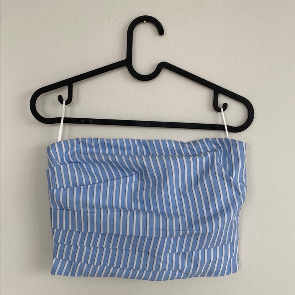 Blue and White Striped Tube Top